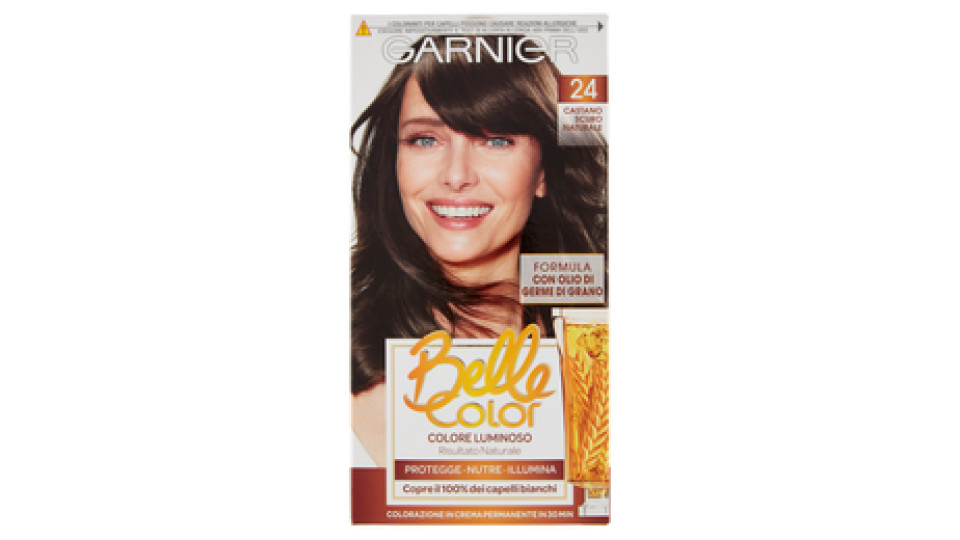 Garnier Belle Color Colore Luminoso, Tinta per Capelli Bianchi 24 Castano Scuro Naturale