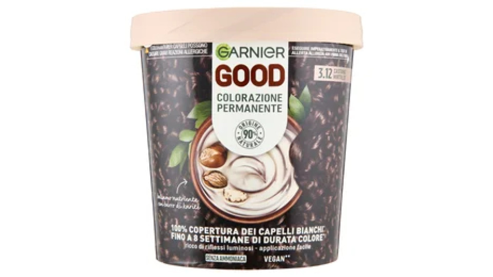 Garnier GOOD 3.12 Castano Mirtillo, colorazione permanente senza ammoniaca, 90% di origine naturale