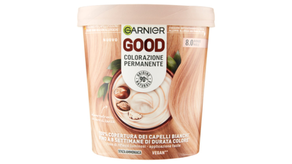 Garnier GOOD 8.0 Biondo Miele, colorazione permanente senza ammoniaca, 90% di origine naturale