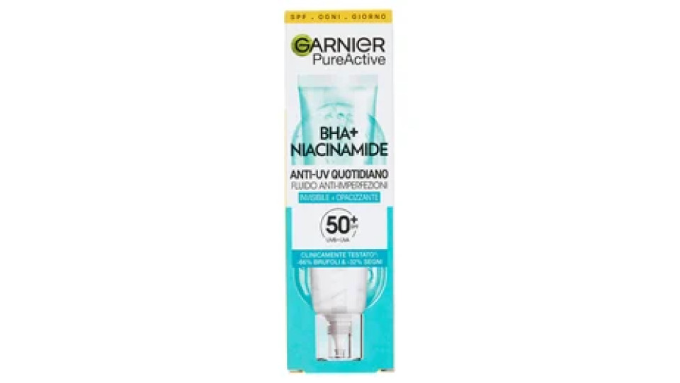 Garnier PureActive Anti-UV Fluido Quotidiano Anti-Imperfezioni, SPF 50+ 40 ml
