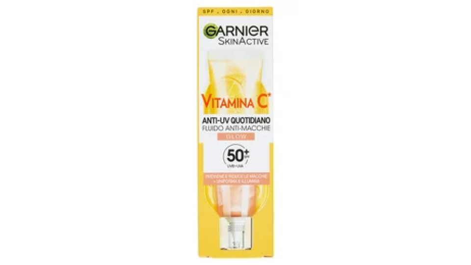 Garnier SkinActive Vitamina C Fluido Anti-UV Anti-Macchie Glow SPF 50+, 40ml