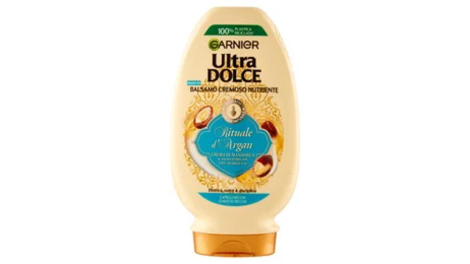 Garnier Ultra Dolce Balsamo capelli crema di Mandorla e Olio d'argan per capelli molto secchi, 200ml