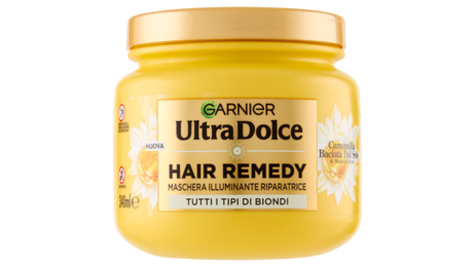 Garnier Ultra Dolce Hair Remedy Maschera Illuminante Riparatrice, per Capelli Biondi, 340 ml