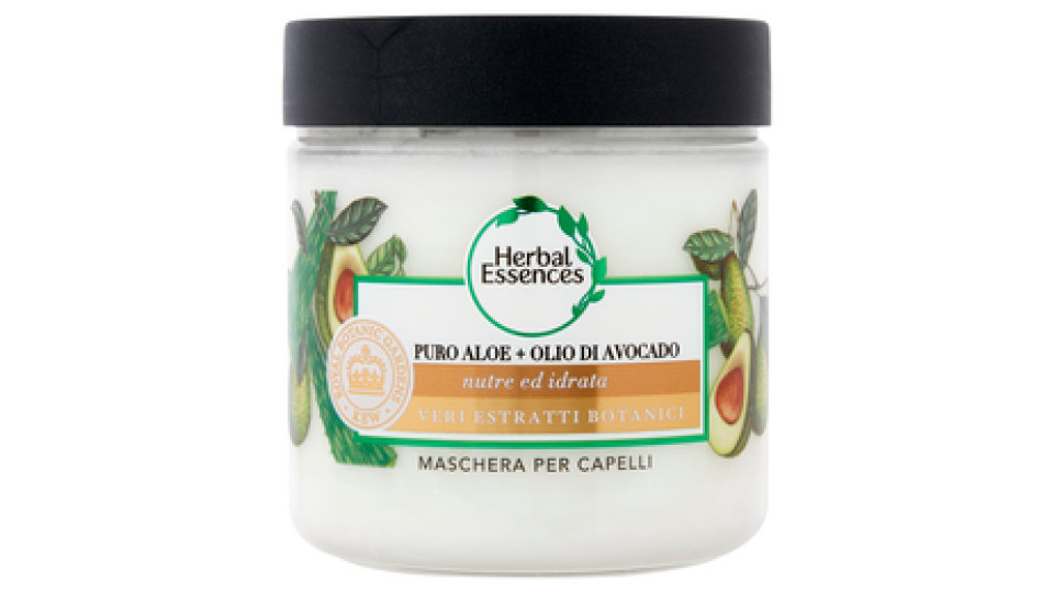 Herbal Essences Maschera Capelli Nutre ed Idrata con Puro Aloe + Olio di Avocado 250 ml