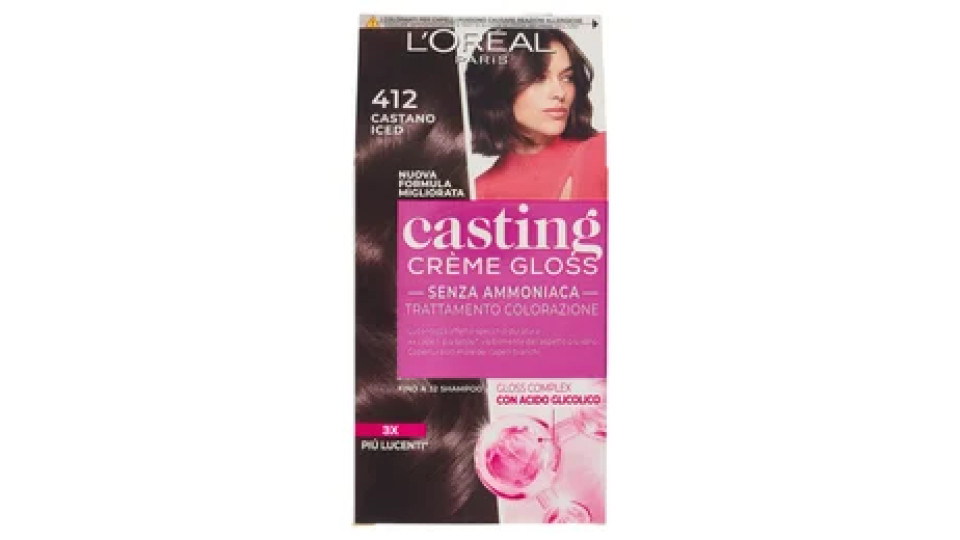 L'Oréal Paris casting Crème Gloss Trattamento Colorazione, 412 Castano Iced