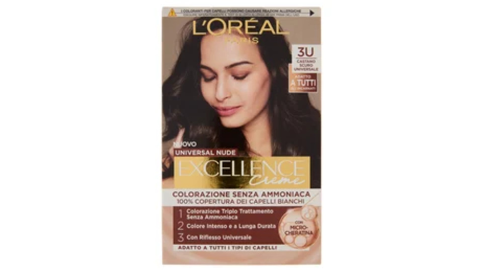 L'Oréal Paris Excellence Creme Colorazione Senza Ammoniaca 3U Castano Scuro Universale