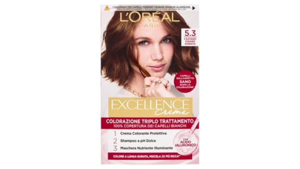 L'Oréal Paris Excellence Creme Colorazione Triplo Trattamento 5.3 Castano Chiaro Dorato