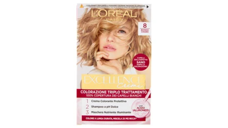 L'Oréal Paris Excellence Creme Colorazione Triplo Trattamento Biondo Chiaro 8