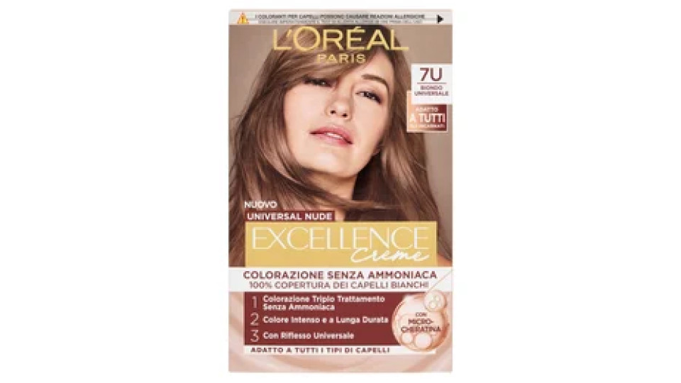 L'Oréal Paris Excellence Creme Universal Nude Colorazione Senza Ammoniaca 7U Biondo Universale