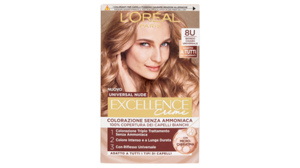 L'Oréal Paris Excellence Creme Universal Nude Colorazione Senza Ammoniaca 8U Biondo Chiaro Universal