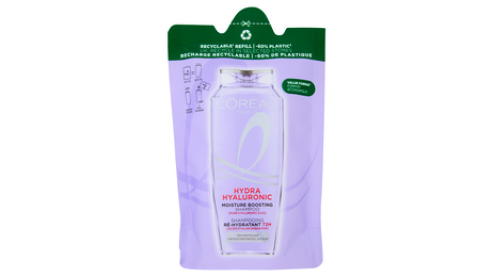 L'Oréal Paris Hydra Hyaluronic Eco-Ricarica Shampoo per Capelli Disidratati 250 ml