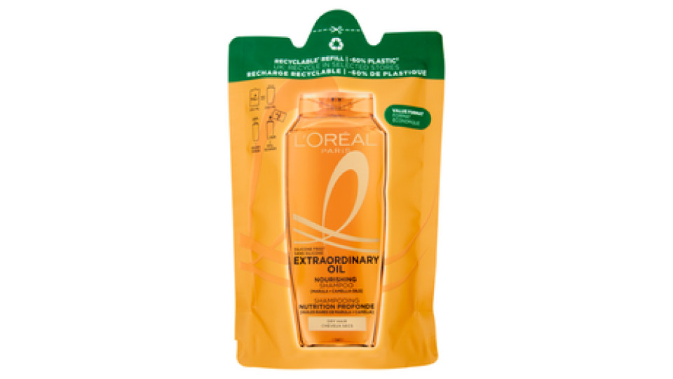 L'Oréal Paris Olio Straordinario Eco-Ricarica Shampoo Nutrimento Sublime per Capelli Secchi 250 ml