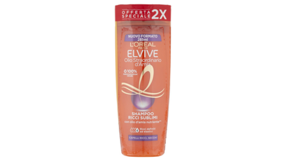 L'Oréal Paris Shampoo Elvive Olio Straordinario Ricci Sublimi, Per Capelli Ricci, Confezione da 2