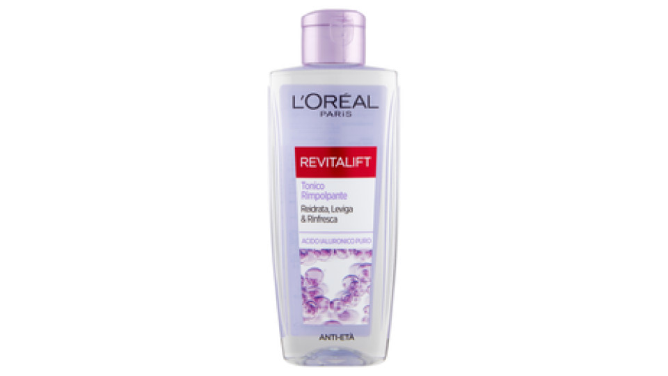 L'Oréal Paris Tonico Rimpolpante Revitalift Filler, Azione Detergente Anti-Età con Acido Ialuronico