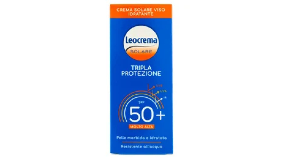 Leocrema Solare Tripla Protezione SPF 50+ Molto Alta Crema Solare Viso Idratante 50 ml