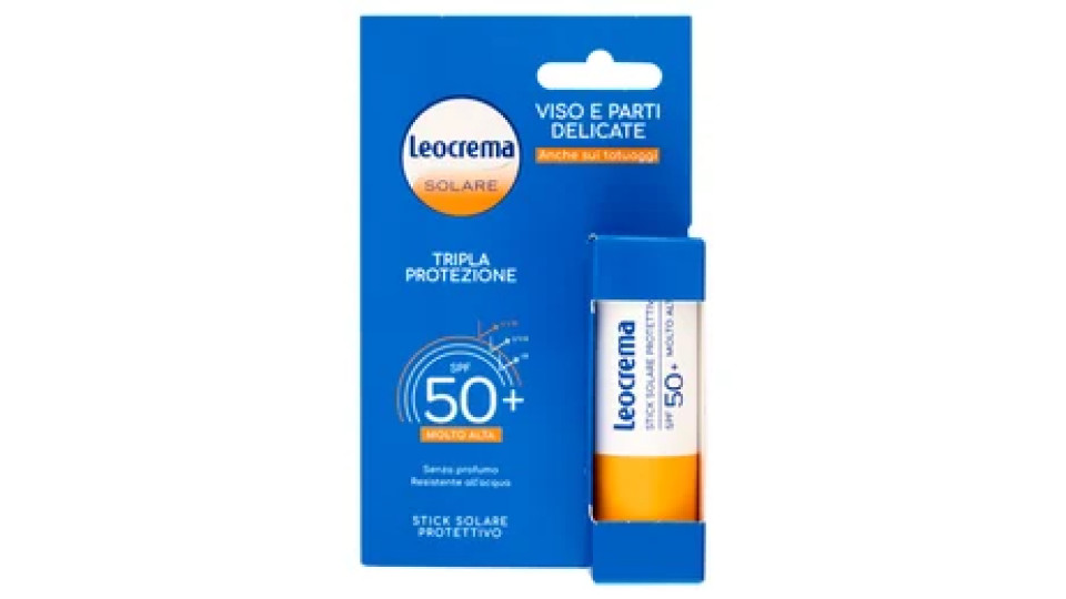 Leocrema Solare Tripla Protezione SPF 50+ Molto Alta Stick Solare Protettivo 12 ml