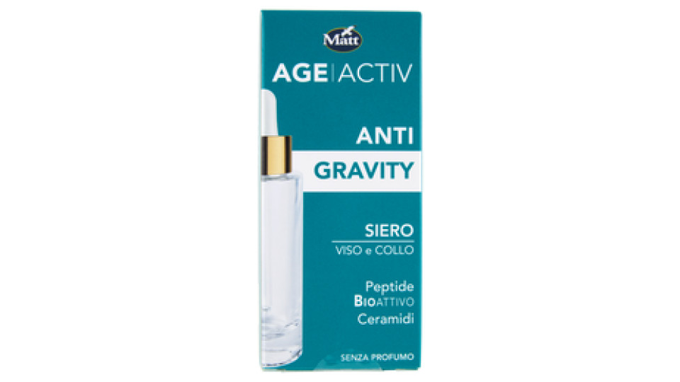 Matt Age Activ Anti Gravity Siero Viso e Collo Peptide Bioattivo Ceramidi 30 ml