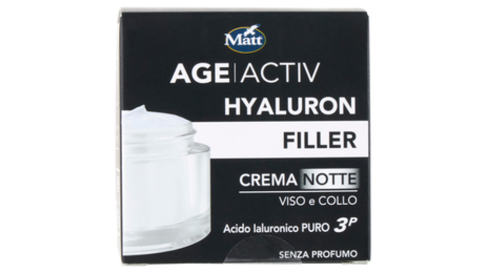 Matt Age Activ Hyaluron Filler Crema Notte Viso e Collo Acido Ialuronico Puro 3P 50 ml