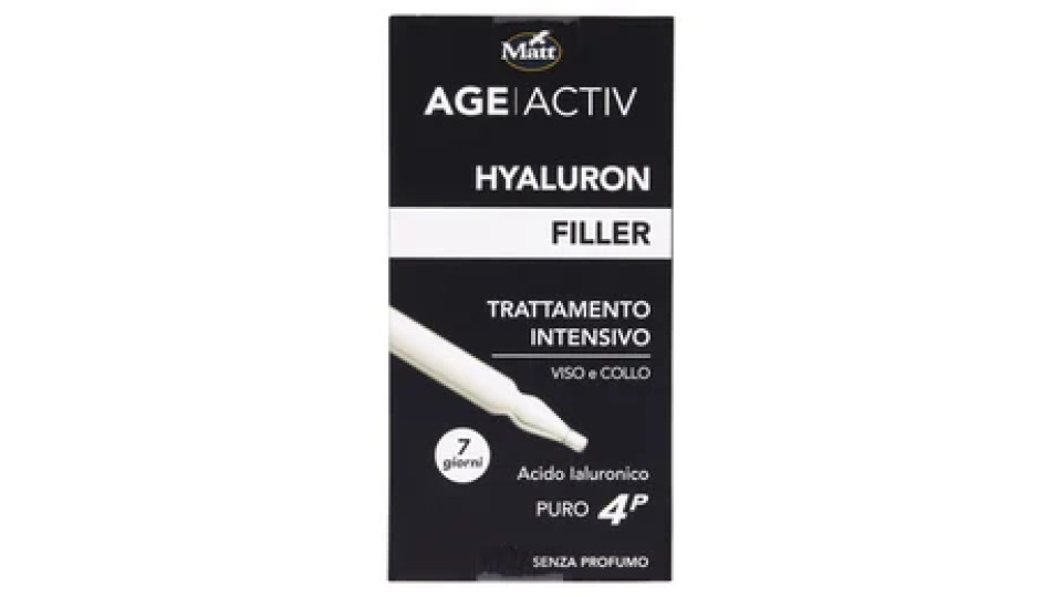Matt Age Activ Hyaluron Filler Trattamento Intensivo Viso e Collo Acido Ialuronico Puro 4P 7 x 2 ml