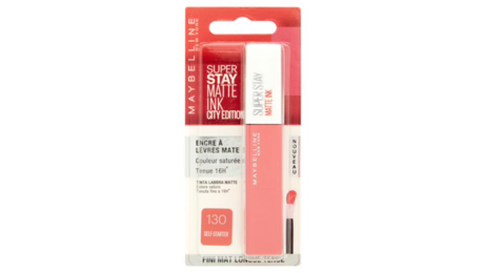 Maybelline New York Tinta Labbra SuperStay Matte Ink, a Lunga Tenuta, 130 Self-Starter