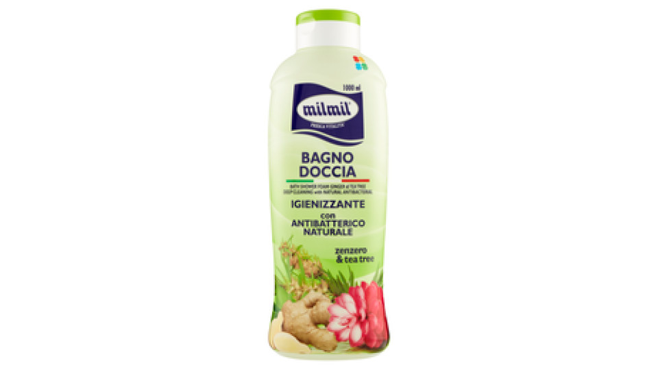 milmil Bagno Doccia Igienizzante con Antibatterico Naturale zenzero & tea tree 1000 ml