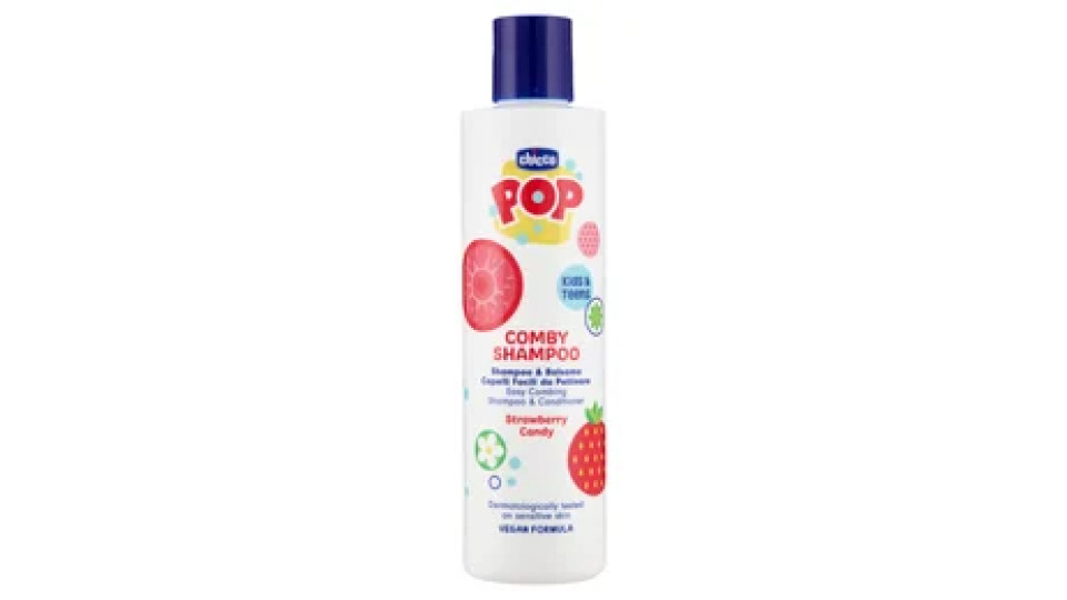 Chicco Pop Comby Shampoo & Balsamo Capelli Facili da Pettinare Strawberry Candy 250 mL