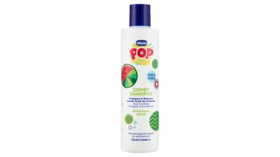 Chicco Pop Comby Shampoo & Balsamo Capelli Facili da Pettinare Watermelon Splash 250 mL