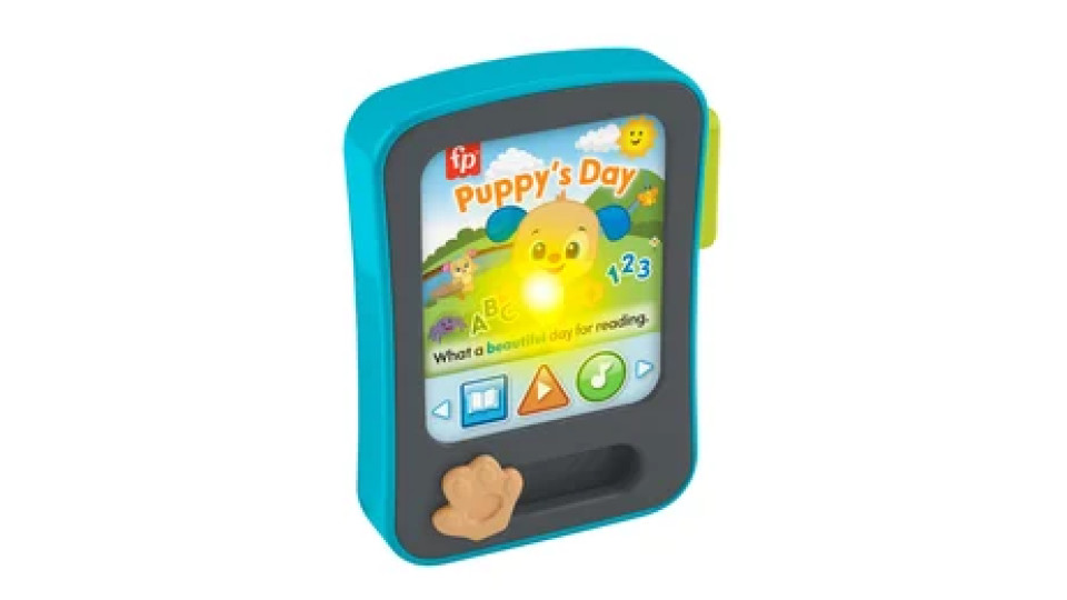 Fisher-Price Tablet Delle Storie Di Cagnolino Ridi E Impara Per Neonati, Giocattolo Elettronico Per L'Apprendimento, Con Musica E Luci, Versione Multilingue