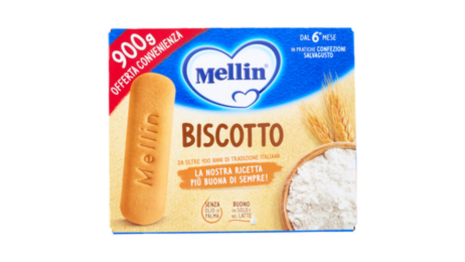 MELLIN Biscotto Classico, a partire dal 6° mese, Senza Olio di Palma, Formato Convenienza, 900g