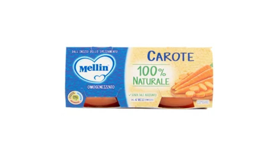 Mellin Carote 100% Naturale Omogeneizzato 2 x 80 g