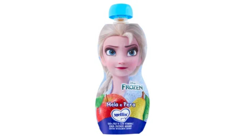 MELLIN Disney Frozen Elsa Merenda di Frutta 100% con VitC, Mela e Pera, dal 9° mese, 110g