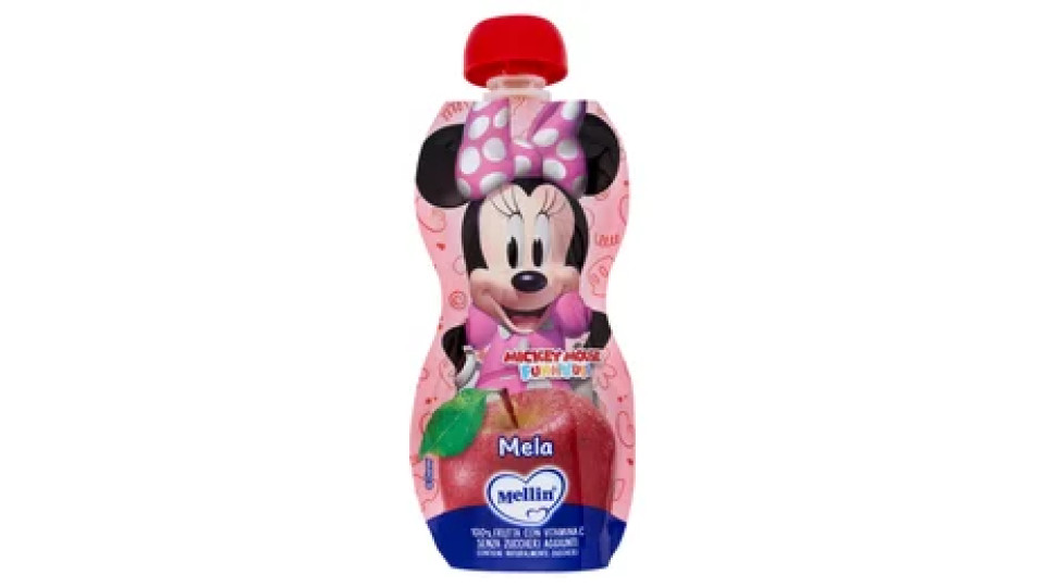 MELLIN Disney Minnie Merenda di Frutta 100% con VitC, Mela, dal 9° mese, 110g