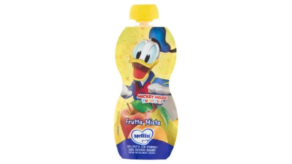 MELLIN Disney Paperino Merenda di Frutta 100% con VitC, Frutta Mista, dal 9° mese, 110g