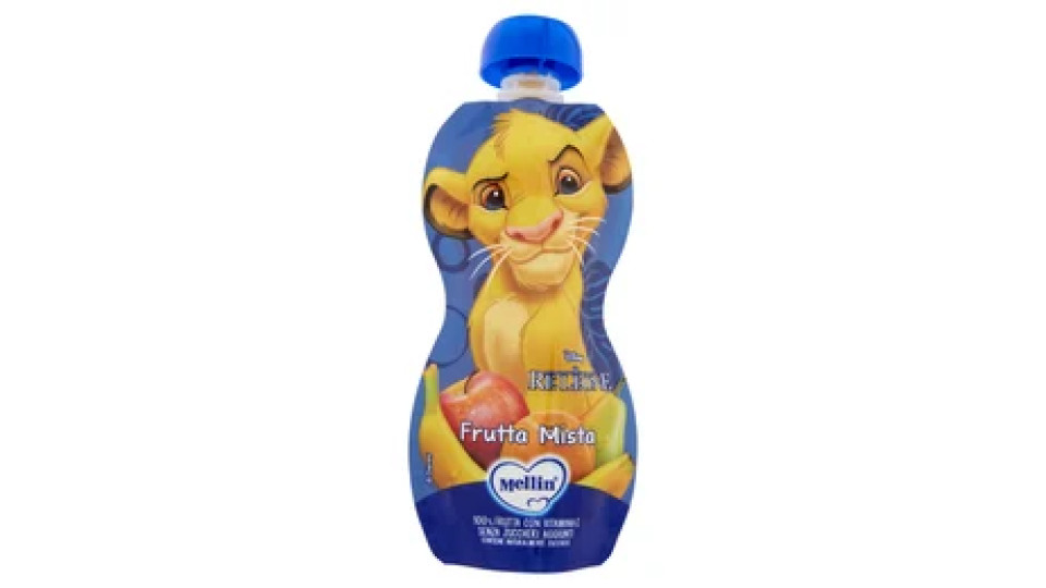 MELLIN Merenda Re Leone Simba, Frutta Mista, 100% frutta con Vit C, 110g
