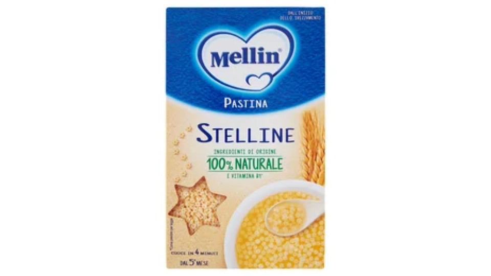 MELLIN Pastina 100% Naturale Stelline con farina Grano Tenero 320 g
