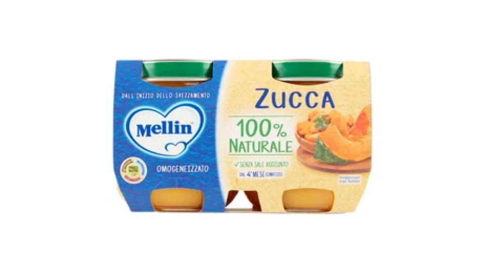 Mellin Zucca 100% Naturale Omogeneizzato 2 x 125 g