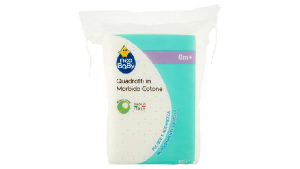 neo Baby Quadrotti in Morbido Cotone 0m+ 50 pz