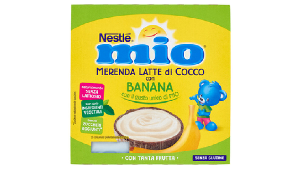 NESTLÉ MIO Merenda al Latte di Cocco Banana 4 Vasetti da 90g