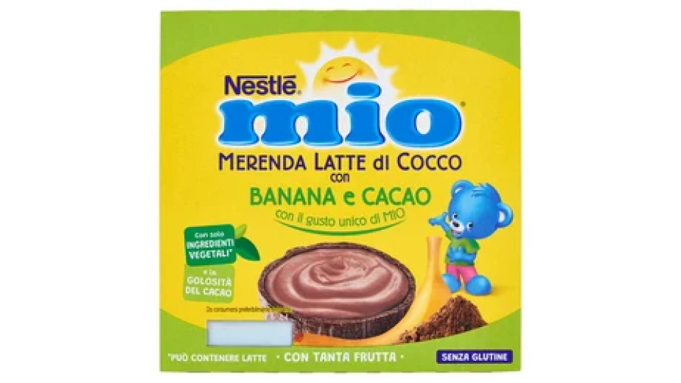 NESTLÉ MIO Merenda al Latte di Cocco Banana e Cacao 4 Vasetti da 90g