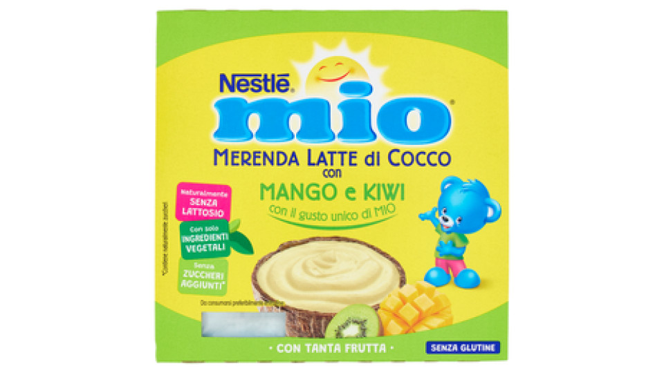 NESTLÉ MIO Merenda al Latte di Cocco Mango e Kiwi 4 Vasetti da 90g