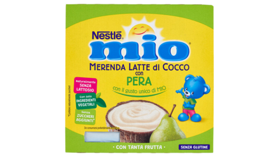 NESTLÉ MIO Merenda al Latte di Cocco Pera 4 Vasetti da 90g