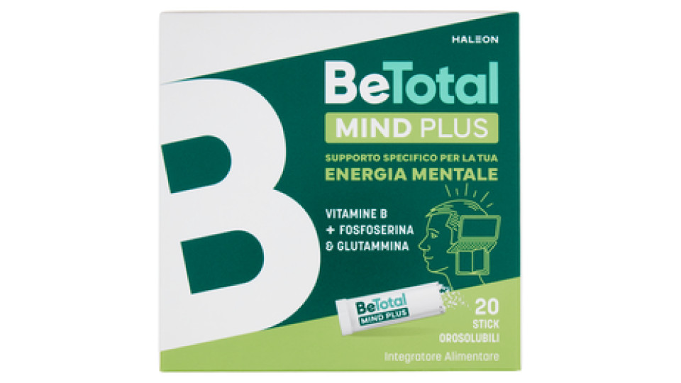 BeTotal Mind Plus Vitamina B Supporto per Stanchezza e Concentrazione Adulti e Bambini 6+ 20 Bst 50g