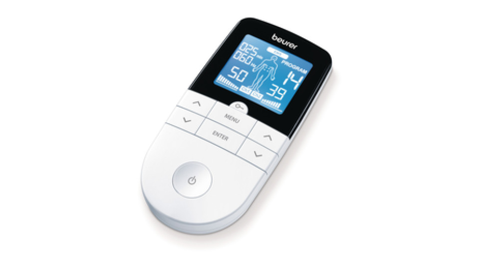 Beurer EM 49 Elettrostimolatore Digitale TENS EMS con Funzione Massaggio Relax, Bianco/Nero