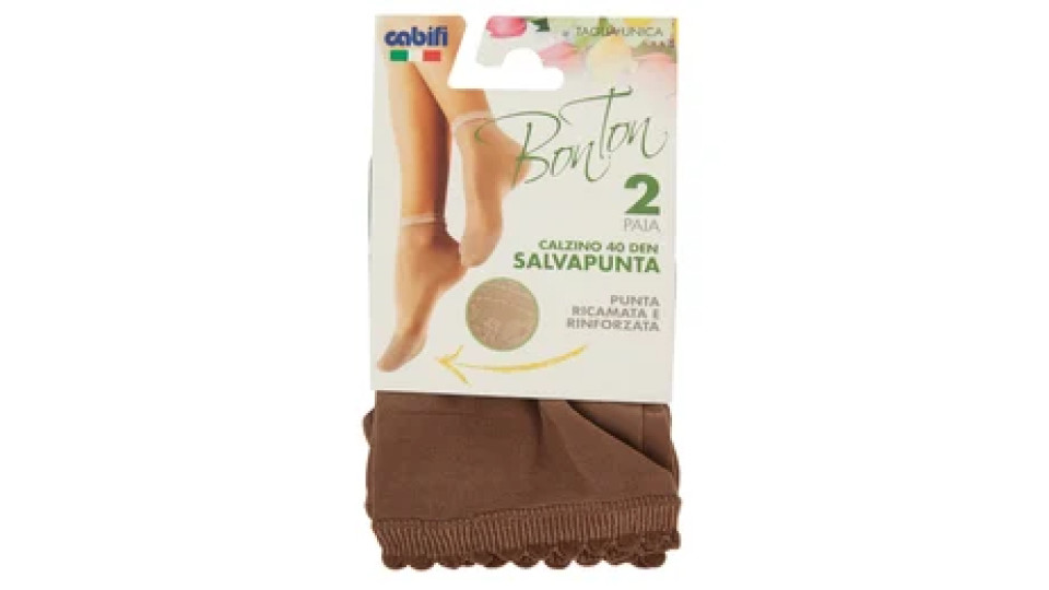 cabifi Bon Ton Calzino 40 Den Salvapunta Taglia Unica Neutro 2 Paia
