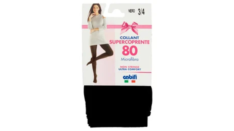 cabifi Collant Supercoprente 80 Microfibra Tg. 3/4 Nero
