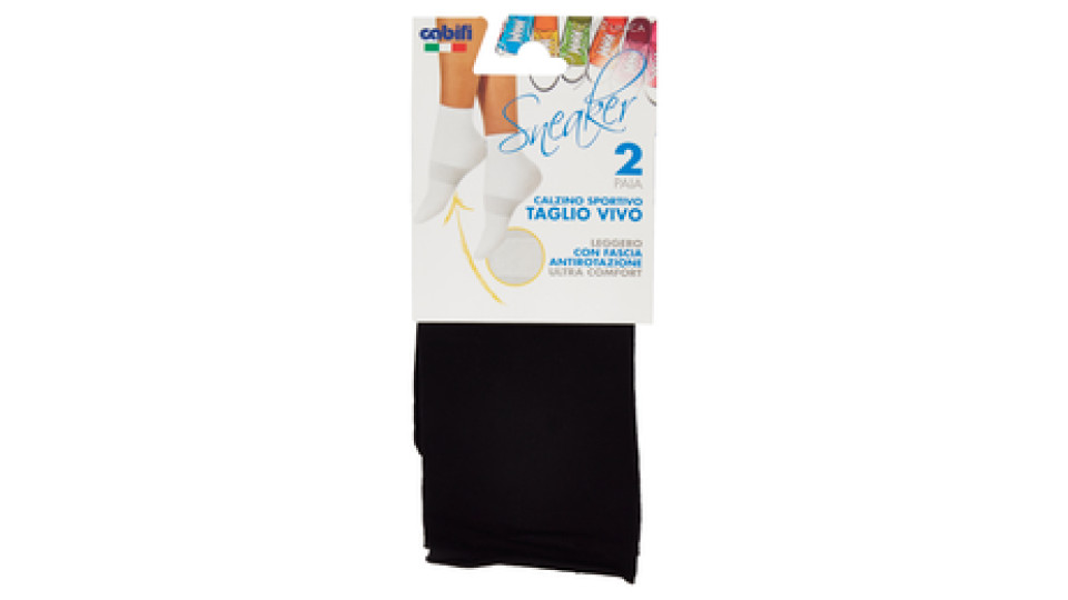 cabifi Sneaker Calzino Sportivo Taglio Vivo Taglia Unica Nero 2 Paia