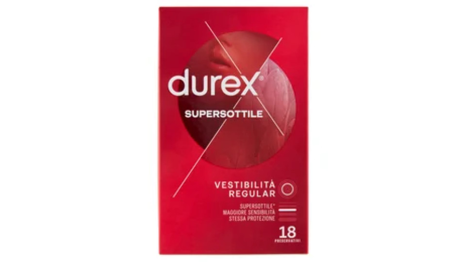 Durex Preservativi Supersottile Vestibilità Regolare, 18 Preservativi