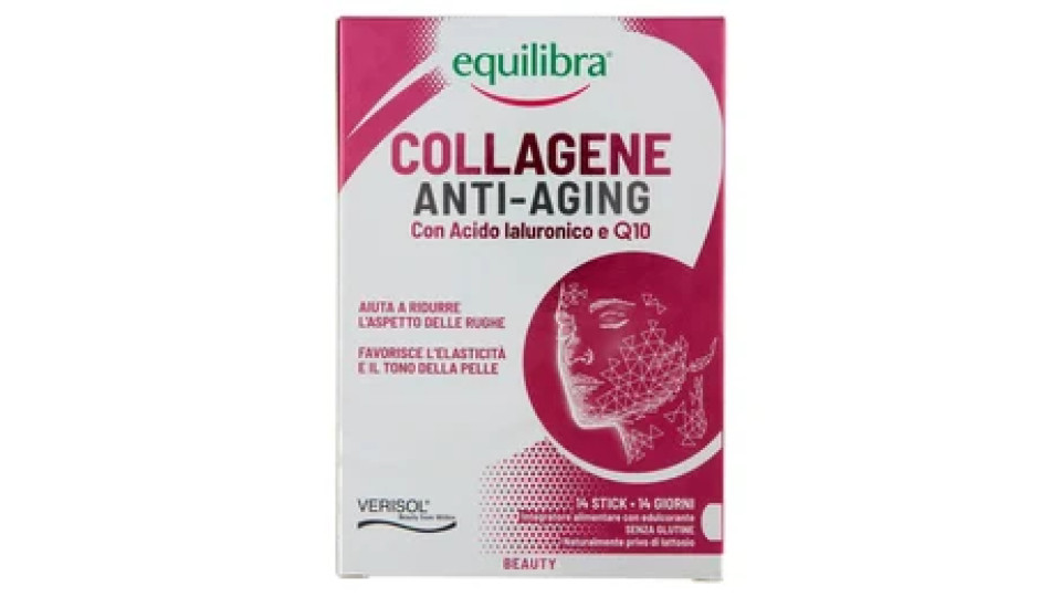 Equilibra Collagene Anti-Aging con Acido Ialuronico e Q10 14 Stick monodose 140 g
