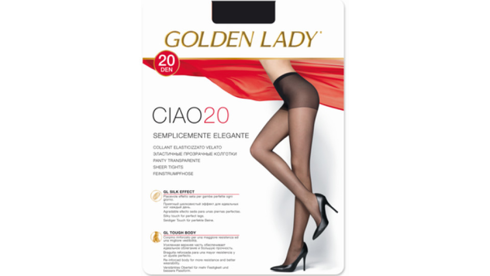 Golden Lady Collant elasticizzato 20 Den nero taglia 2