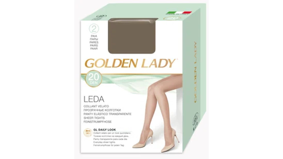 Golden Lady Collant velato Leda 20 Den 2 paia Castoro taglia 3